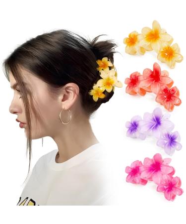 Pieces Hawaii Hair Clip Large Flower Hair Clips Non-Slip Headpiece for Girls and Women Beach Party Pool Vacation 4pcs-E