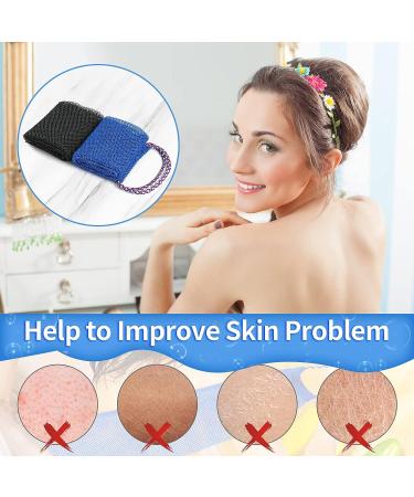 African Exfoliating Net Sponge Set - 2 Pcs Bath Washcloth & Body Scrubber Towel (Black & Blue) - Buy Online on GoSupps.com