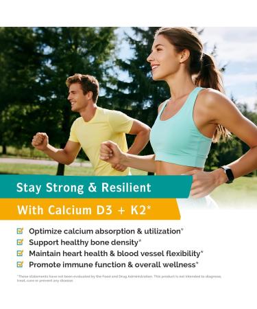 Innate Vitality Calcium Supplement, 1200 mg High Potency with 5000 IU Vitamin D3 & K2 MK7, Enhanced Absorption, for Bone Density, Strength & Immunity, Non-GMO, Easy to Swallow, 60 Tablets - Buy Online on GoSupps.com