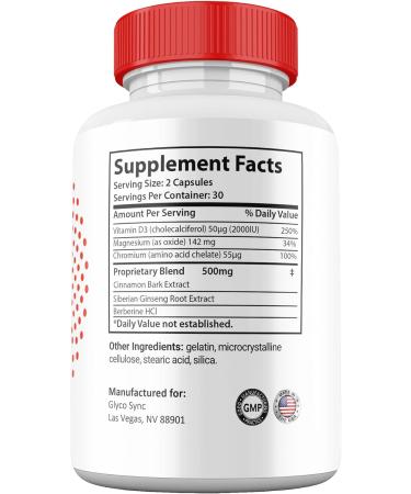Glyco Sync Capsules Premium All Natural Ingredients Maximum Strength Pills GlycoSync Supplement (2 Pack) - Buy Online on GoSupps.com