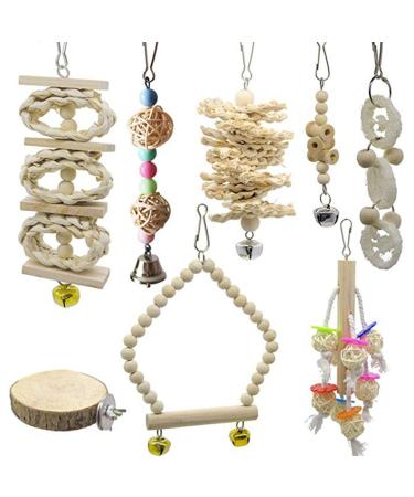 BrilliantDay 8 pieces of parrot toys birds toys wooden platform platform swing seat perfect for parasitic nymphensittish aras parrots love birds #3*8PCs