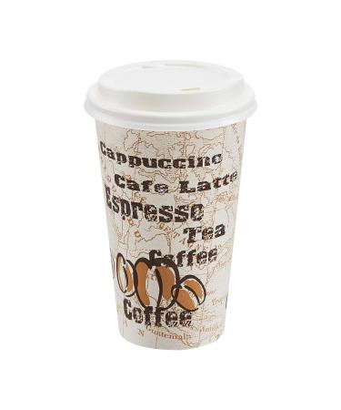 Amazon Basics Hot Cups with Lids, Caf Design, 16 oz, 100-Count 16oz 100-Count - Buy Online on GoSupps.com