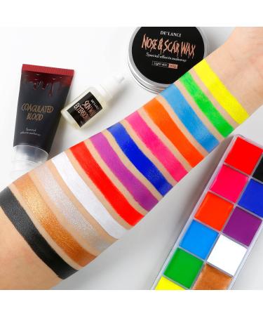 DELANCI SFX Makeup Kit - Professional Halloween Special Effects Supplies with Scar Wax, Coagulated Blood, Brushes, Paint, Sponges, Spatula - 14pcs - Buy Online on GoSupps.com