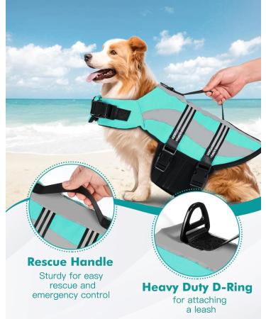 Petbank Life Jacket for Dogs - Adjustable Swimming Vest with Reflector Stripes | Buoyant Swim Suit for Small Medium & Large Dogs - Light Blue - Buy Online on GoSupps.com