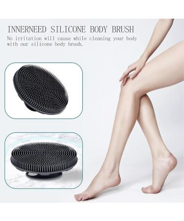 INNERNEED Food-Grade Silicone Body Scrubber & Scalp Massager Brush - Wet & Dry Hair Washing Tool in Black - Buy Online on GoSupps.com