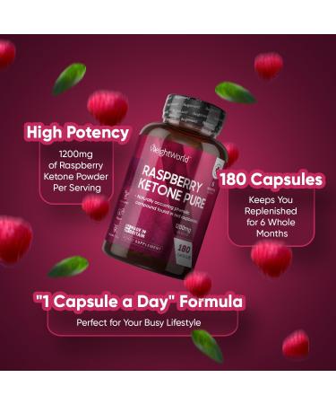 180 Pure Raspberry Ketone Capsules - 6 Months Supply | Vegan Ketones for Low Carb & Keto Diet | Made in UK | Feel Fuller & Lighter - Buy Online on GoSupps.com