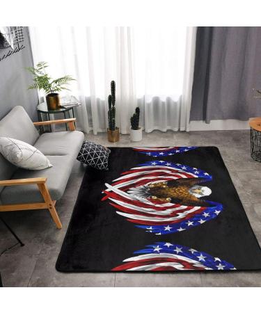 USA Flag Patriotic Eagle Flannel Non-Slip Floor Mat | Comfortable Lint-Free Relieves Foot Pressure | 63x48 Inches - Perfect for Any Occasion - Buy Online on GoSupps.com