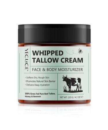 Nyloriaine 120g Beef Tallow for Skin Wild Honey Beewax Grassed Fed Tallow Whipped Cream Deep Hydrating Body Lotion Face Moisturizer Tallow and Honey Balm