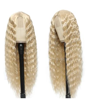 30 Inch Blonde Loose Deep Wave Synthetic Lace Front Wig for Women with Simulated Scalp - Buy Online on GoSupps.com