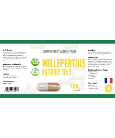 Millepertuis (St. John's Wort) quivalent 5.000 mg (500 mg d'extrait 10:1) 180 g lules v g taliennes test es en laboratoire par des tiers - Buy Online on GoSupps.com