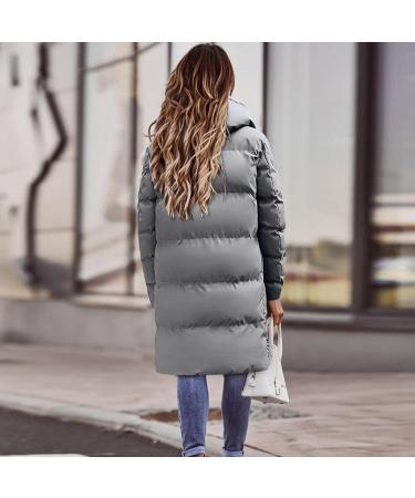 Buy Women's Long Warm Quilted Winter Jacket - Stylish & Padded Ski Coats in Blue & Gray Sizes Up to 3XL - Buy Online on GoSupps.com