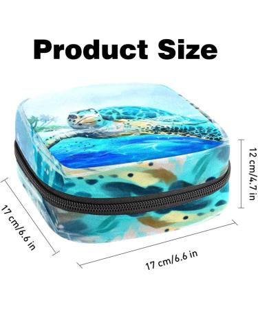 Eco-Friendly Menstruation Pad Bag with Zipper | Stylish Napkin & Tampon Organizer for Women & Girls - Sea Turtle Design - Buy Online on GoSupps.com
