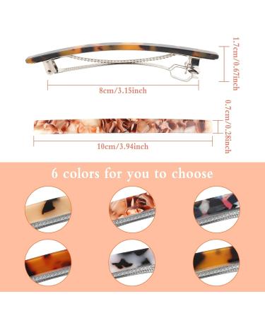 6 Pcs Automatic Acetate French Hair Clips - Rectangular Acrylic Ponytail Holders for Medium & Thick Hair - Buy Online on GoSupps.com