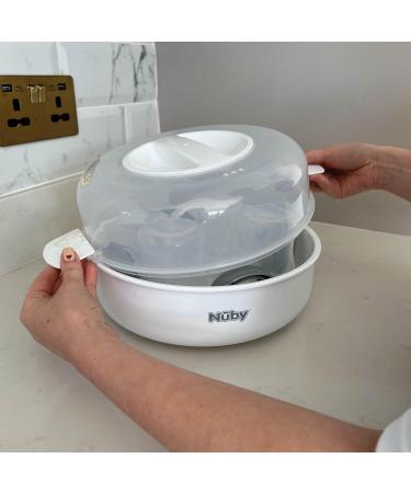 Nuby Microwave Baby Bottle Steriliser - 4 Min Cycle | Keeps Contents Sterile 24hrs | Kills 99.9% of Germs - White - Buy Online on GoSupps.com
