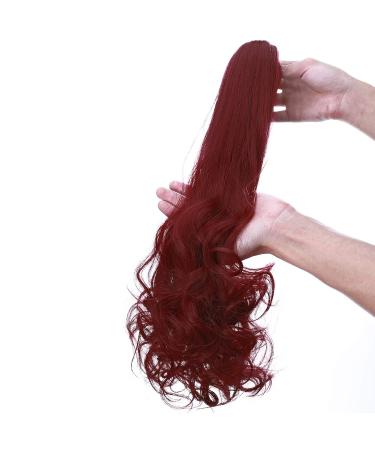 Ponytail Extension - Clip-In Braid Heat-Resistant Hair Parts 18 Maroon Mix Dark Red - Realistic Smooth & Wavy Hair - Buy Online on GoSupps.com