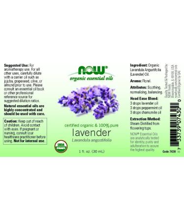 Now Foods Organic Lavender Essential Oil 1 fl oz - Pure Aromatherapy - 30 ml - Buy Online on GoSupps.com
