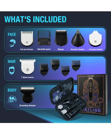 SUPRENT Hair Trimmer for Men - 16-Piece Waterproof Grooming Kit | Mustache Nose & Ear Trimmer | Premium Gift for All Hair Types - Buy Online on GoSupps.com