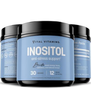 Vital Vitamins Premium Inositol Powder Supplement for Relaxation, Sleep, Liver Support - Non-GMO, Gluten-Free - 30 Servings - Buy Online on GoSupps.com