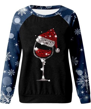 Women's Christmas Snowman Penguin Sweatshirt | Cute O-Neck Xmas Jumper - Blue S - Buy Online on GoSupps.com