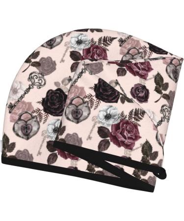 Hair Towel Wrap - Quick Drying Towel Turban for Effortless Style | Retro Red Black Roses Design - Buy Online on GoSupps.com