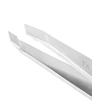 Tweezerman Stainless Steel Slant Tweezer - Platinum Silver Eyebrow Tweezers for Women and Men - Buy Online on GoSupps.com