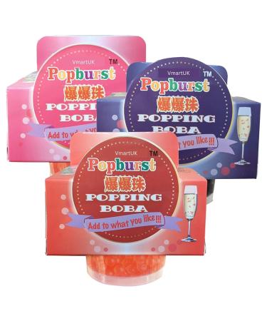 Popping Boba Fruit Flavour Bursting Bubbles 130g | Premium Quality Tapioca Pearls (Assorted (Pack of 3))