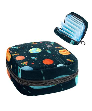 Women's bonds storage pockets Stillpad Halter Universum Planet rocket trajectory traitable period kit pocket feminine product bag for women girls color3