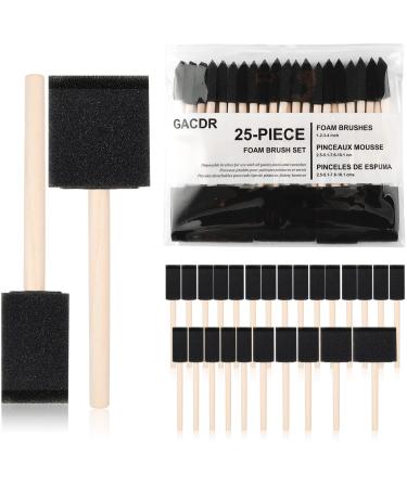 GACDR Foam Paint Brushes, 25 Pieces Sponge Brushes for Kids, Assorted 1 2 3 4 inch, Wood Handle Foam Brushes for Painting, Paint Sponge, Great for Acrylics, Stains, Varnishes, Crafts, Art