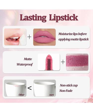 Long-Lasting Waterproof Matte Lipstick for Women | Moisturizing Lip Makeup | No-Fading & Wear-Resistant Formula - 24-Hour Velvet Matte Lip Stain (Shade 03) - Buy Online on GoSupps.com