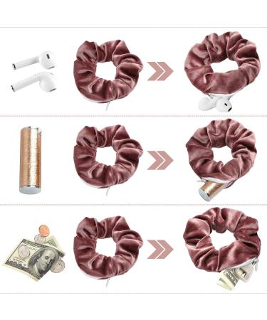 Jaolex 4 Pack Hair Scrunchies with Zipper Pocket - Velvet Elastic Hair Bands - Buy Online on GoSupps.com