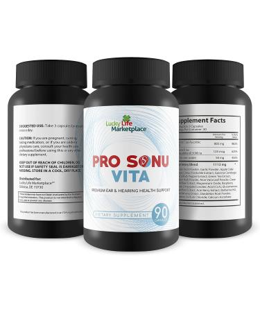 Pro Sonu Vita - Natural Ear Support Supplement for Improved Auditory Function & Hearing - Vitamins, Minerals, Antioxidants & Herbs for Inner Ear & Middle Ear Health - Buy Online on GoSupps.com