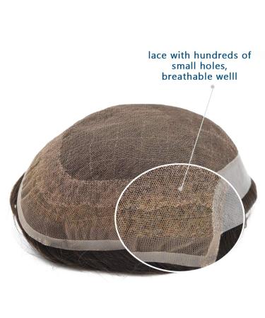 Hairnotion French Tip Human Hair Replacement System for Men | PU Back Toupet Black #1B | Real Hair Parts (5x7) - Buy Online on GoSupps.com