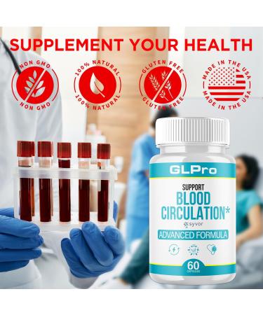 GLPro Blood Capsules Official GLPro Blood Health Support Pills with All Natural Ingredients Advanced Formula Supplement with Maximum Strength Premium Vitamins for Women and Men (60 Capsules) - Buy Online on GoSupps.com