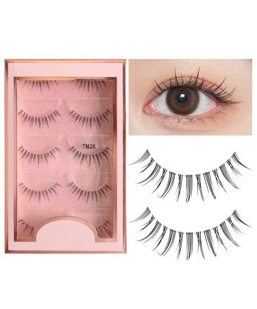 Natural Eyelashes Wispy False Eyelashes Natural Look Reusable Easy To Apply 5 Pairs (TM26)