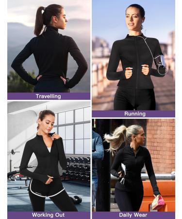 Kiiwah Women's Running Jacket - Lightweight Breathable Sports Jacket with Thumb Holes | XL Black Running & Training Top - Buy Online on GoSupps.com