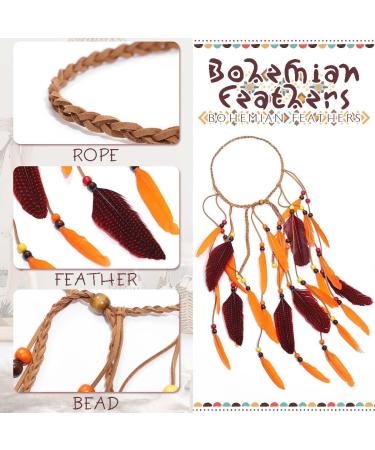 IYOU Boho Feather Headbands Orange Hippie Headpiece Tassel Headdress Gypsy India Hair Accessories for Women and Girls - Buy Online on GoSupps.com