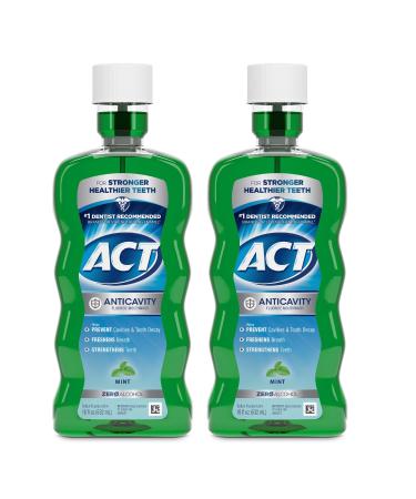 ACT Anticavity Fluoride Mouthwash with Zero Alcohol Prevents Cavities Freshens Breath & Strengthens Teeth Mint Flavor 18 fl. oz. 2 pk 18 Fl Oz (Pack of 2)