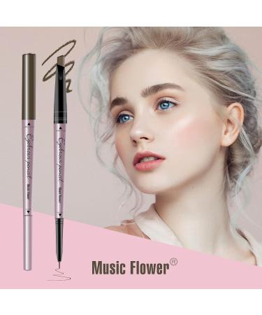 Music Flower Double Ended Eyebrow Pencil - Waterproof & Smudgeproof Brow Pen in Khaki Brown | Long Lasting Eye Makeup - 1 Pack - Buy Online on GoSupps.com