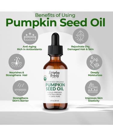 Organic Pumpkin Seed Oil | 100% Pure, Cold-Pressed, Unrefined | USDA Certified Organic | Amber Glass Bottle with Glass Dropper | For Face, Skin & Hair - 1 Fl Oz - Buy Online on GoSupps.com
