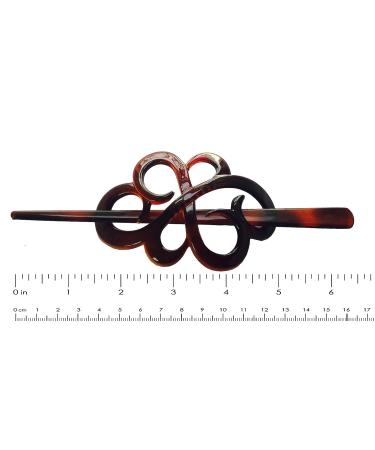 Parcelona French Wide Flower Tortoise Shell Brown Bun Holder Slider Clip with Stick - Buy Online on GoSupps.com