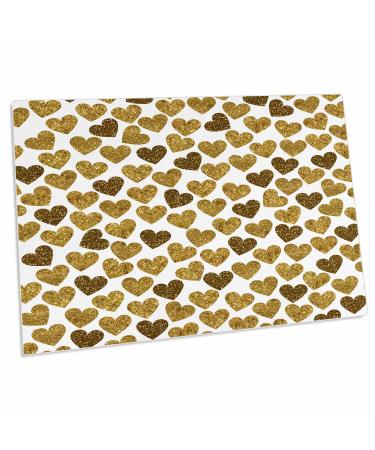 3dRose Love-Gold Glitter Sparkling Shine Hearts On White - Desk Pad Place Mats (dpd-266927-1)