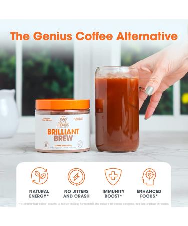 Genius Brilliant Brew: Nootropic Mushroom Coffee Alternative for Natural Energy - No Jitters, No Crash, Sugar-Free, Non-GMO - Buy Online on GoSupps.com