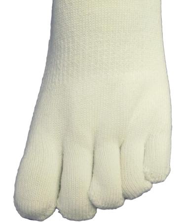 COUVER Men's Winter 5-Finger Yoga Toe Socks - Medium White | Thick Toed, Quarter Midcalf Style - Buy Online on GoSupps.com