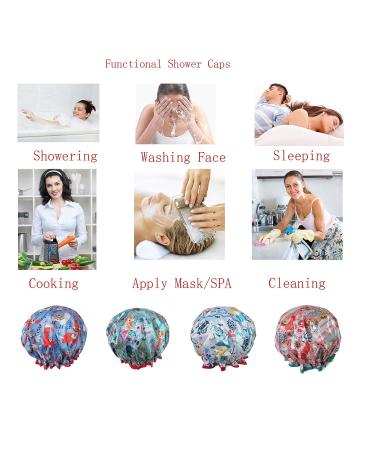Satin Llama Blue Shower Cap for Women - Waterproof and Cute Animal Printed Bath Cap for Long Hair - Buy Online on GoSupps.com