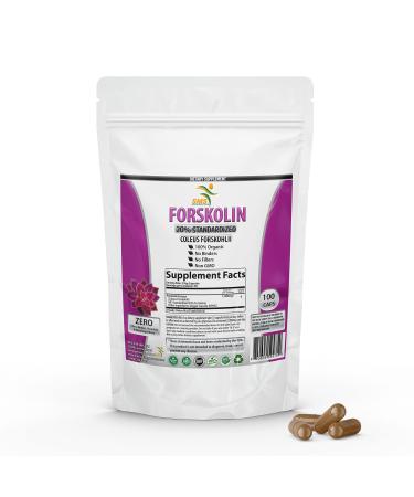 Pure Forskolin Extract Supplement with Potent Coleus Forskohlii 20% Standardized 1 000 mg for Enhanced Energy - Plant-Based Energy Supplements for Women and Men - 100 Veggie Capsules