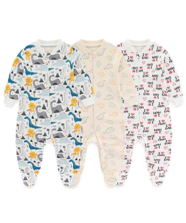 MAMIMAKA Baby Boys Baby Pajamas 9-12 Months Footed-3-dinosaur/Hedgehog/Love Mom&dad - Buy Online on GoSupps.com