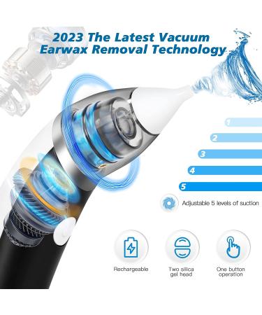 Electric Ear Wax Remover | USB Charge | 5 Levels Strong Suction | Reusable Kit for Adults & Kids - Black - Buy Online on GoSupps.com