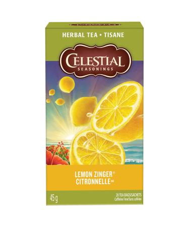Celestial Seasonings Lemon Zinger Herbal Tea 20 Tea Bags per Box 6 Boxes