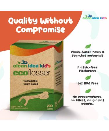 Kids EcoFlosser Picks - 200 Count | Eco-Friendly Dental Flossers for Kids & Toddlers - Easy Teeth Cleaning - Buy Online on GoSupps.com