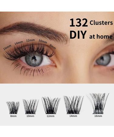 Voozt DIY Cluster Lashes 132 Pcs D Curl 8-16MM MIX Length Individual Lash Clusters for Natural Look at Home - L02-D-Mix - Buy Online on GoSupps.com